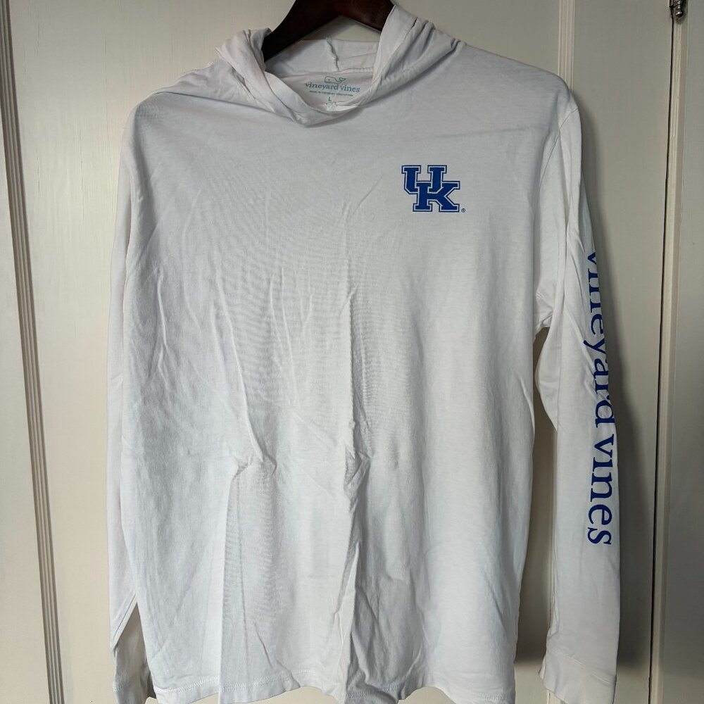 Vineyard Vines Men's Kentucky Wildcats White Hooded Long Sleeve T-Shirt Size L